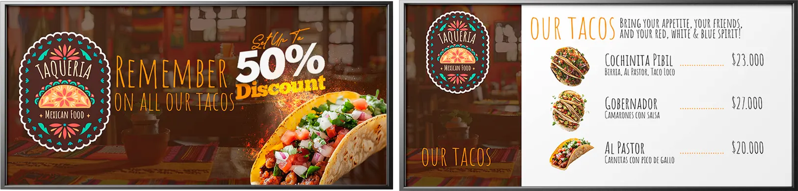 horizontal Menu Board